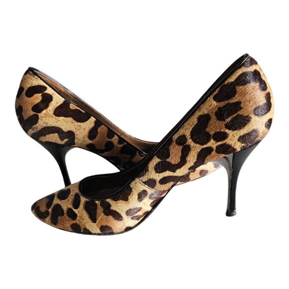 DONALD J PLINER "BRAVESP" Leopard Calfhair Heels Pumps - Size 7 - Picture 3 of 8